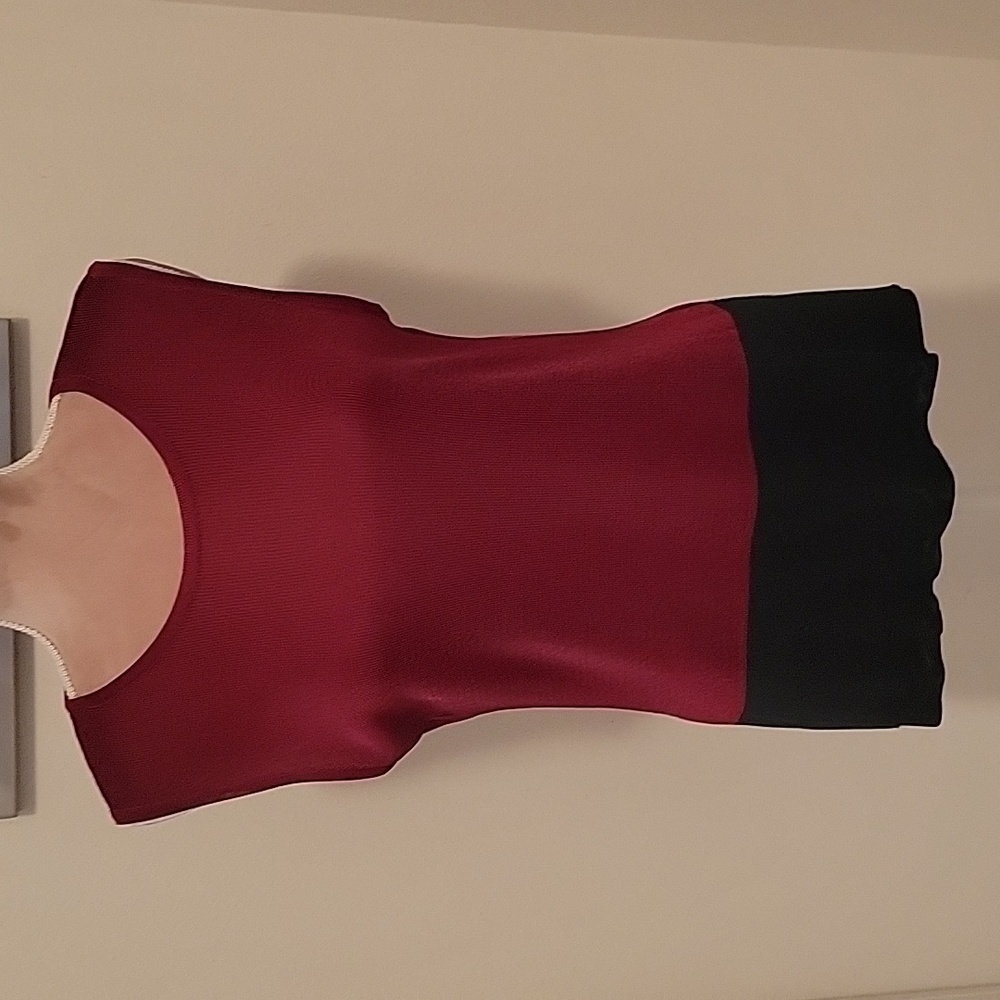 Vintage GRUPPO GFT Emanuel Ungaro Knit Sleeveless Top Burgundy w/Black, Size M